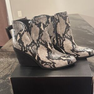 Dr. Scholl's Black and White Snakeskin Ankle Booties